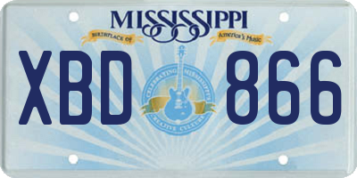 MS license plate XBD866