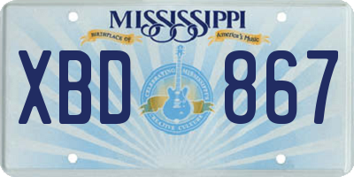 MS license plate XBD867