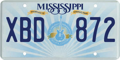 MS license plate XBD872