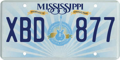 MS license plate XBD877