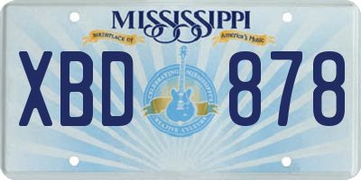 MS license plate XBD878