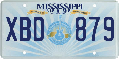 MS license plate XBD879