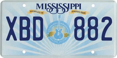 MS license plate XBD882
