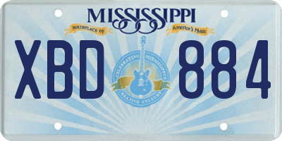 MS license plate XBD884
