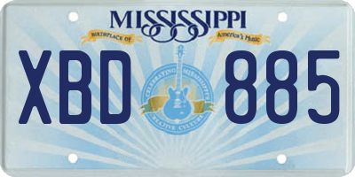 MS license plate XBD885