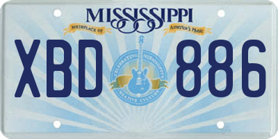 MS license plate XBD886