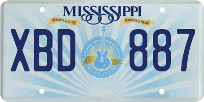 MS license plate XBD887