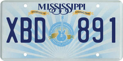 MS license plate XBD891