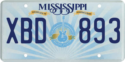 MS license plate XBD893