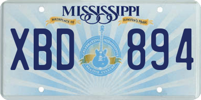 MS license plate XBD894