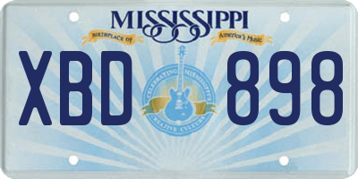 MS license plate XBD898