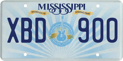 MS license plate XBD900