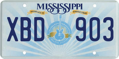 MS license plate XBD903