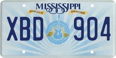 MS license plate XBD904