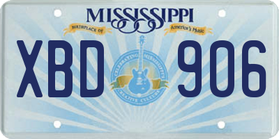MS license plate XBD906