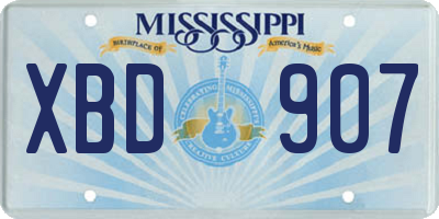 MS license plate XBD907