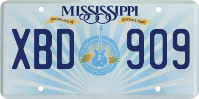 MS license plate XBD909