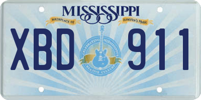 MS license plate XBD911