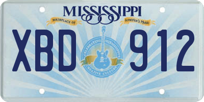MS license plate XBD912