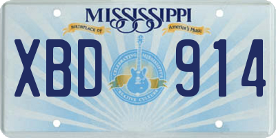 MS license plate XBD914