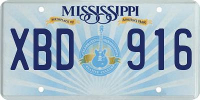 MS license plate XBD916