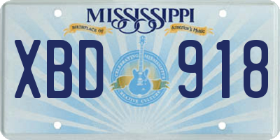 MS license plate XBD918