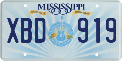 MS license plate XBD919