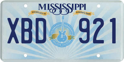 MS license plate XBD921