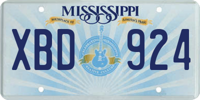 MS license plate XBD924