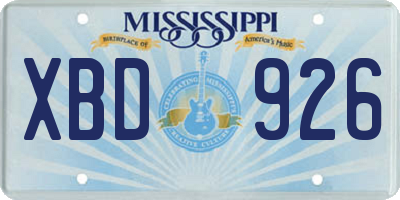 MS license plate XBD926