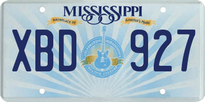 MS license plate XBD927