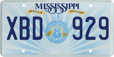 MS license plate XBD929