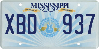 MS license plate XBD937