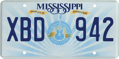 MS license plate XBD942