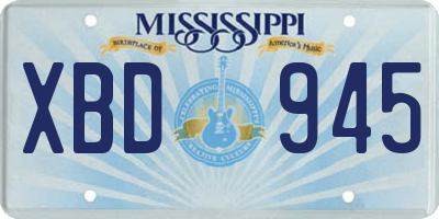 MS license plate XBD945