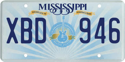 MS license plate XBD946