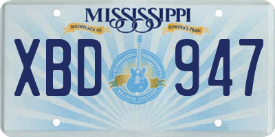 MS license plate XBD947