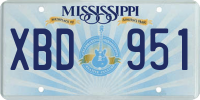 MS license plate XBD951