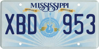 MS license plate XBD953