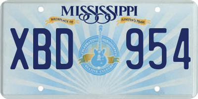MS license plate XBD954