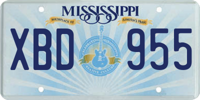 MS license plate XBD955