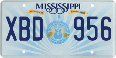MS license plate XBD956