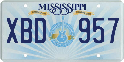 MS license plate XBD957