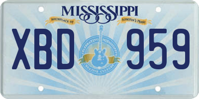 MS license plate XBD959
