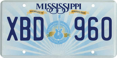 MS license plate XBD960