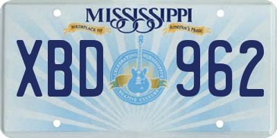 MS license plate XBD962
