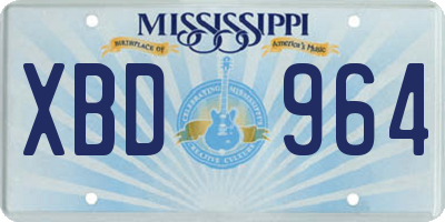 MS license plate XBD964