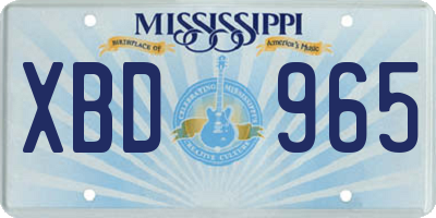 MS license plate XBD965