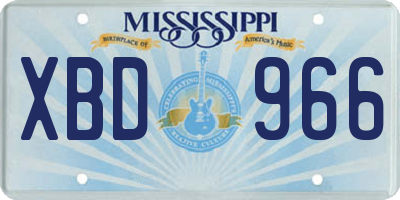 MS license plate XBD966