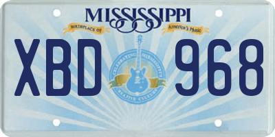 MS license plate XBD968